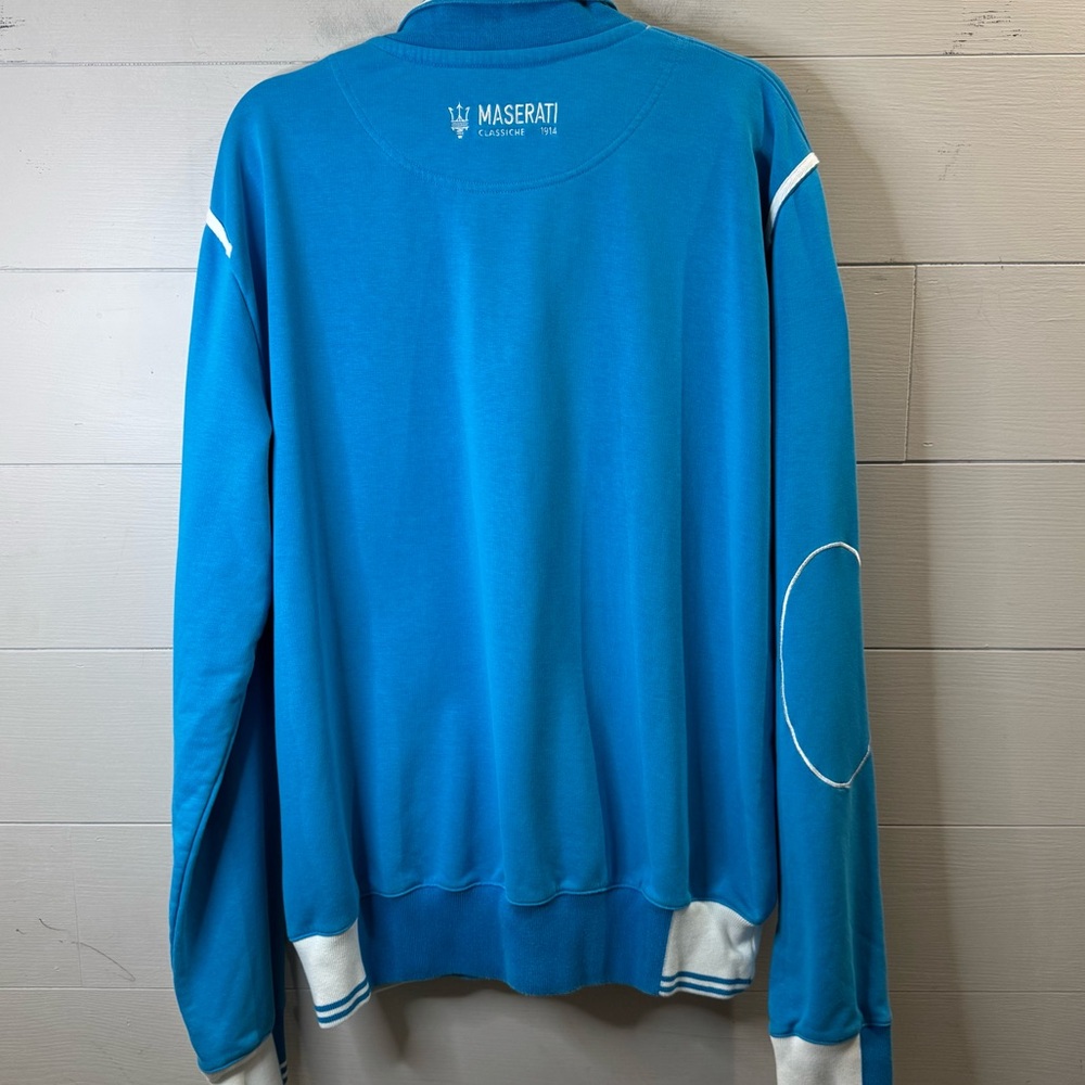 Maserati Classiche | Men's Light Blue Long Sleeve Half-Zip Pullover Size 3X - Picture 4 of 12